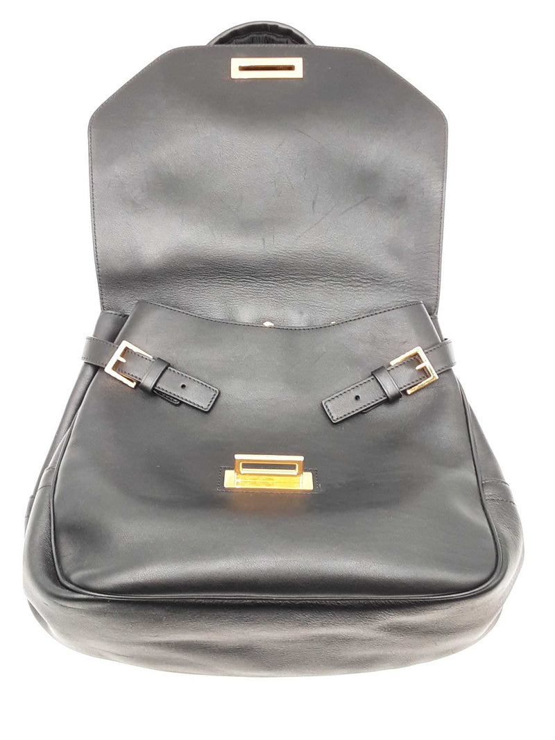 Tom Ford Zipper Strap Black Leather Shoulder Bag Fw0824pcrdu