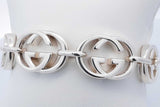 Gucci Interlocking Gg 925 Sterling Silver Bracelet 47.9 Grams 8 Inch Eb1024lordu