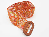 Hermes Orange Braided Printed Silk Wide Belt 37 In Do0126crde