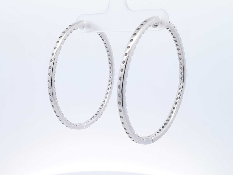 5.0 Cttw Lab Grown Diamond & 14k White Gold Hoop Earrings 17.7 Grams Fw0225lrzxdu