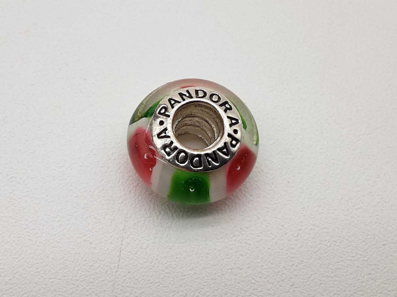 Pandora Red Green Murano Glass 0.925 Silver 2.8g Charm Do0425cde