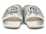 Gucci Marmont Slides W Silver Sequins Dbl G Silver Size 37.5 Aa0726lorsa