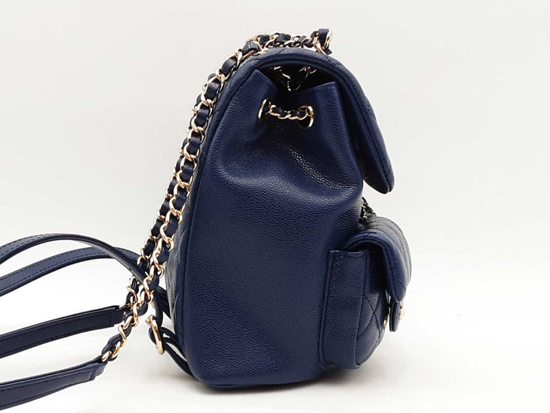 Chanel Duma Caviar Medium Backpack Blue Aa0725pezxsa
