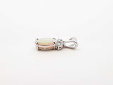 Diamond & Opal Art Deco Style Pendant In 14k White Gold 1.7 Grams Fw0426lxzdu