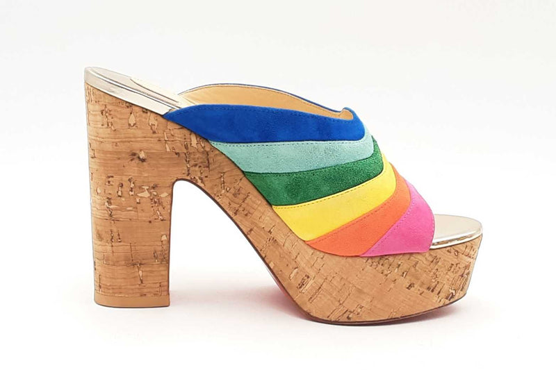 Christian Louboutin Rainbow Suede O Sister Platform Mules Size 36 Eb1224lxzsa