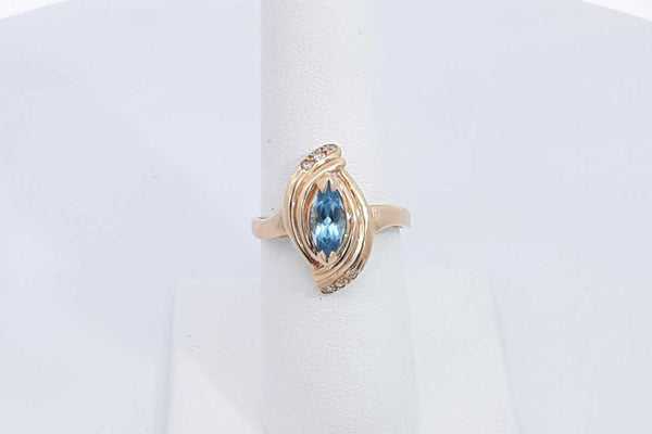 14k Yellow Gold Ring With Blue Stone Size 6.75 3.5 Grams Eb0324loxsa