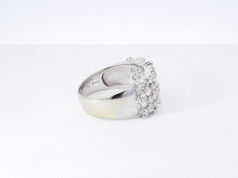 2.0 Cttw Diamond & 14k White Gold Four-row Ring 5.1 Grams Size 8 Fw0925pcsdu