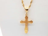 21k Yellow Gold 19.1g Cross Pendant Singapore Twist Chain 20 In Do0824exzde