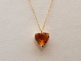 Heart Cut Synthetic Citrine 18k Yellow Gold 0.8g Necklace 17.5 In Do0825pxde