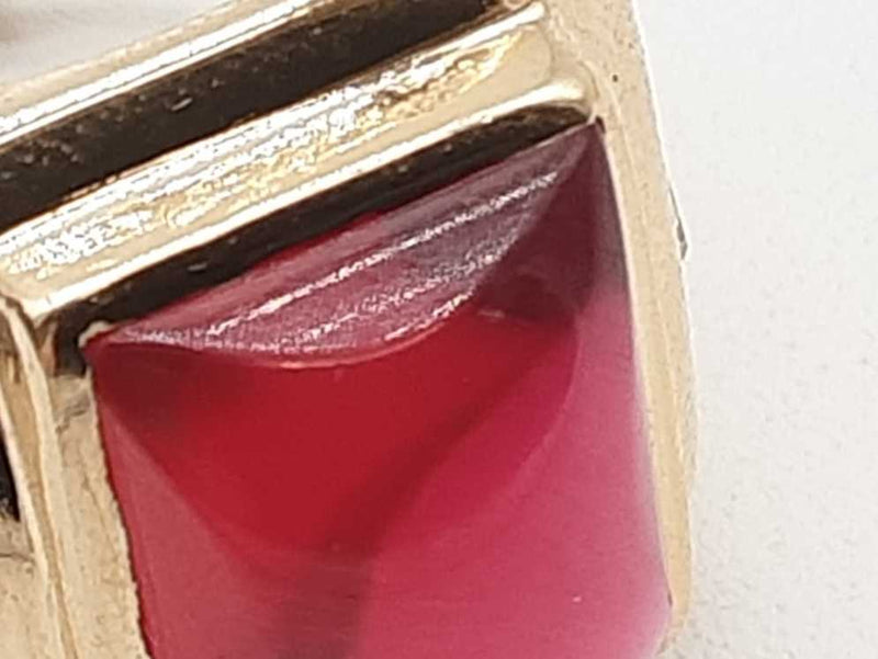 Synthetic Ruby 14k Yellow Gold 12.2g Ring Size 9.25 Do0525pcrde