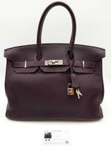Hermes Birkin 35 Raisin Purple Clemence Palladium Hardware Handbag Do0825exzxde