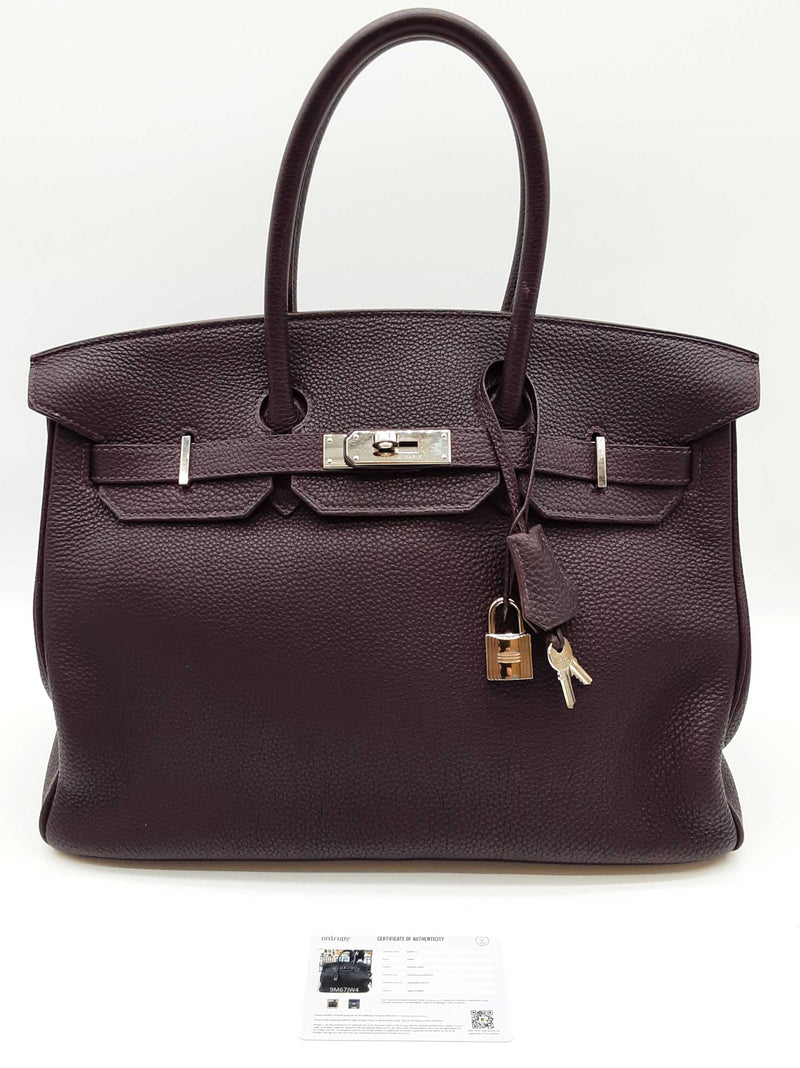 Hermes Birkin 35 Raisin Purple Clemence Palladium Hardware Handbag Do0825exzxde