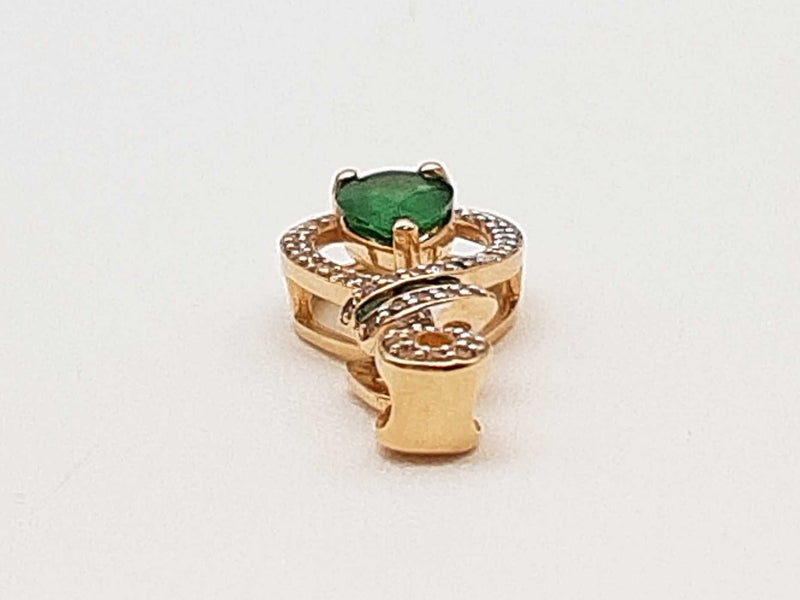 Synthetic Emerald Diamonds 14k Yellow Gold 1.8g Pendant Do0425cxde