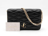 Jimmy Choo Farone Wallet With Chain In Quilted Black Nappa Leather Fw0626ocrdu