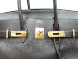 Hermes Birkin 35 Ebene Brown Clemence Gold Hardware Handbag Do0825sxzxde