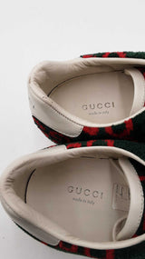 Gucci Ace Gg Monogram Red & Green Terry Cloth Sneakers Size 36.5 Eb1225crdu