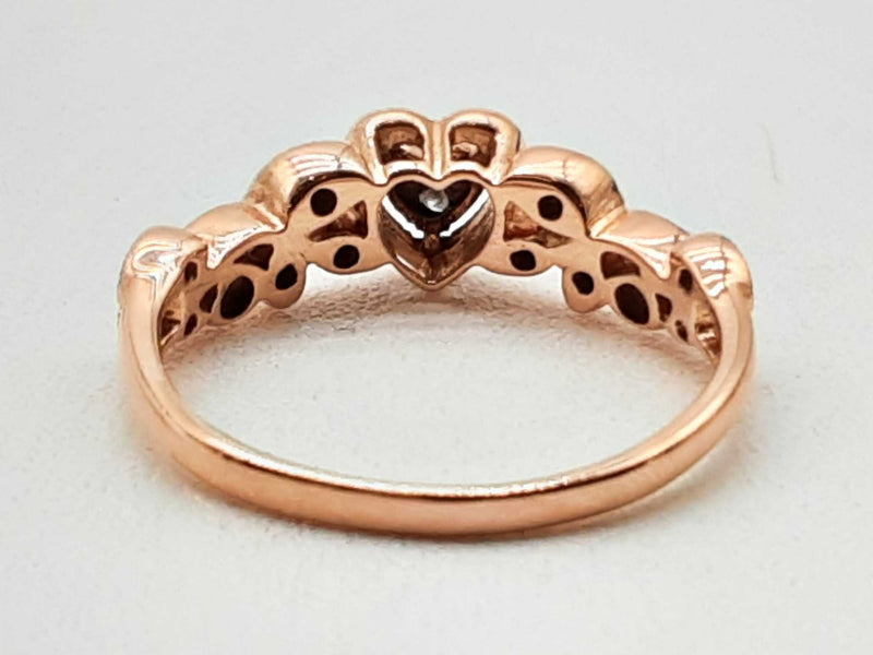 Approx 0.15 Ctw Diamond 14k Rose Gold 2.4g Heart Wreath Ring Size 6 Do1024sxde