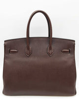 Hermes Birkin 35 Chocolat Brown Epsom Palladium Handbag Do0723lwxzxde