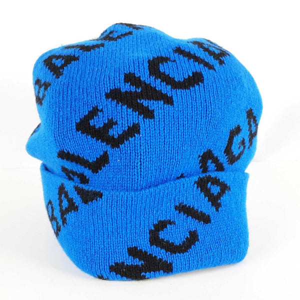 Balenciaga Allover Blue & Black Beanie Hat U55/61 Sd1225lrzde