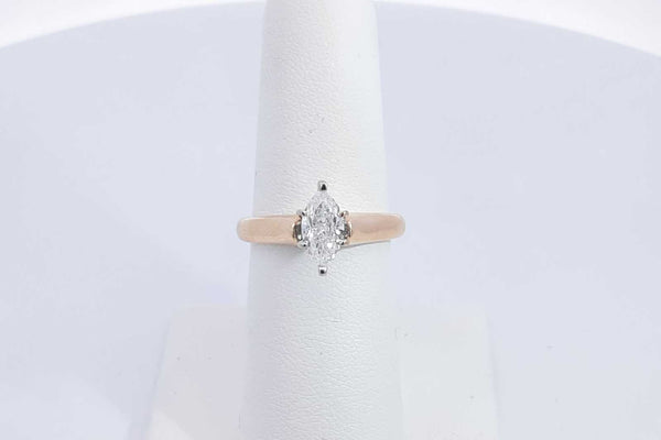 Marquis Solitaire Diamond 0.70ctw In 14k Yellow Gold 3.94g Size 6.25 Eb0424rxzsa