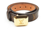 Louis Vuitton Monogram Belt With Gold Tone Buckle Eb0824lrxsa