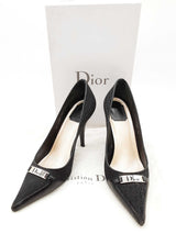 Christian Dior Black Logo Canvas Leather Heels Size Eu 40 Do0525lrxde