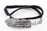 King Baby 925 Feather Double Leather Wrap Bracelet 36.1 Grams Eb0824rxsa