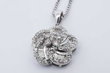 2.00cttw 18k White Gold Diamond Cluster Floral Pendant With 14k White Gold Box Chain 18 Inch 7.4 Grams Eb0426pprdu