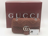 Gucci Gg Marmont Suede Brown Medium Handbag Aa0326czxsa