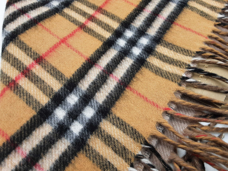 Burberry Sandstone Tan Check Cashmere Wool Shawl Do0925lrxde