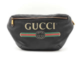 Gucci Large Logo Belt Bag In Black Grained Leather Fw1026wrzdu