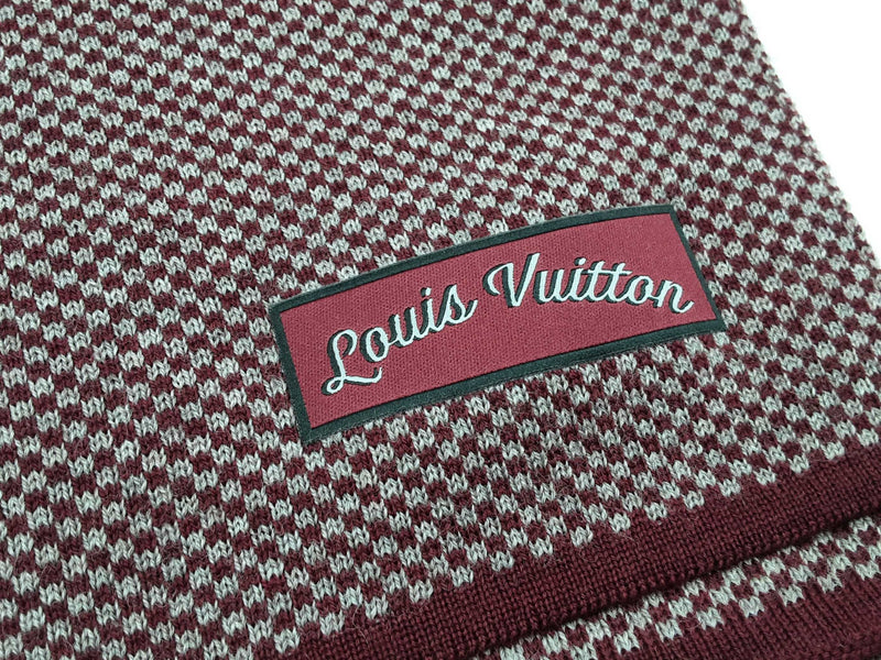 Louis Vuitton Signature Logo Red Gray Wool Scarf Do1025lrxde