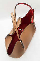Christian Louboutin Cabarock Spiked Large Tote Bag In Taupe Leather Fw1125wordu