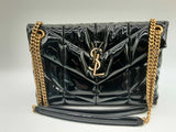 Yves Saint Laurent Lou Lou Black Puffer Patent Leather Shoulder Bag Do0524loxzde