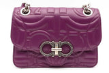 Salvatore Ferragamo Quilted Gancini Purple Leather Crossbody Bag Eb0226orxsa