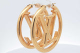 Louis Vuitton Louise Lv Circle Logo Gold Tone Hoop Earrings 23 Grams Eb0726oxzsa