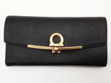 Salvatore Ferragamo Gancini Black Leather Continental Wallet Do0525oorde