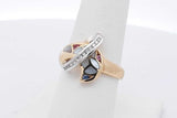 Diamond & Mother Of Pearl Inlay 14k Yellow & White Gold Ring 5.6 Grams Size 7.5 Eb0126oxzsa