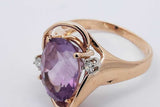 Oval Purple Gemstone & Diamond Ring In 14k Yellow Gold 5.8 Grams Size 8.5 Eb0226oxzsa