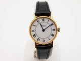 Chopard 24 18k Yellow Gold Case White Dial Black Leather Strap Watch Do0725rrxde