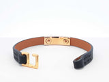 Hermès Rivale Mini Bracelet In Gold-tone & Black Swift Leather 6 Inch Fw0626lzxdu