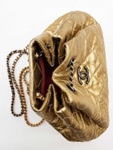 Chanel Gabrielle Metallic Gold Quilted Leather Backpack Do0525lrxzde