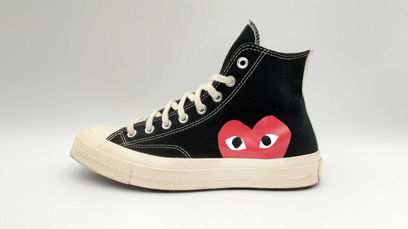 Converse Play Comme Des Garcons Chuck Black High Top Sneakers Size 8 F Max Pawn