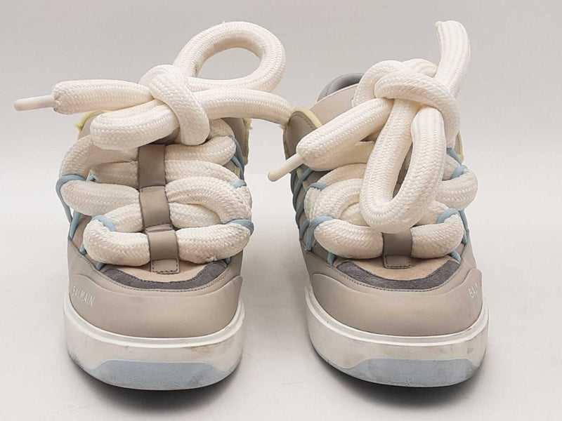 Balmain Men's B-court Puffy Calfskin Skate Sneaker Gray Size 9 Aa1125lzxsa