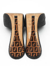 Fendi Peep-toe Mules In Black Python-embossed Leather Size It 38.5 Fw0726rxdu