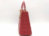 Christian Dior Lambskin Cannage Large Lady Dior Red Handbag Aa0926srzsa