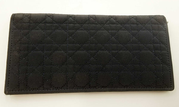 Christian Dior Long Navy Quilted Canvas Bifold Wallet Eb0723rxdu