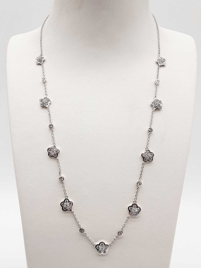 2.60 Cttw Lab Grown Diamonds 0.925 Silver 7.4g Flower By Yard Chain 19 In Do0525oiide