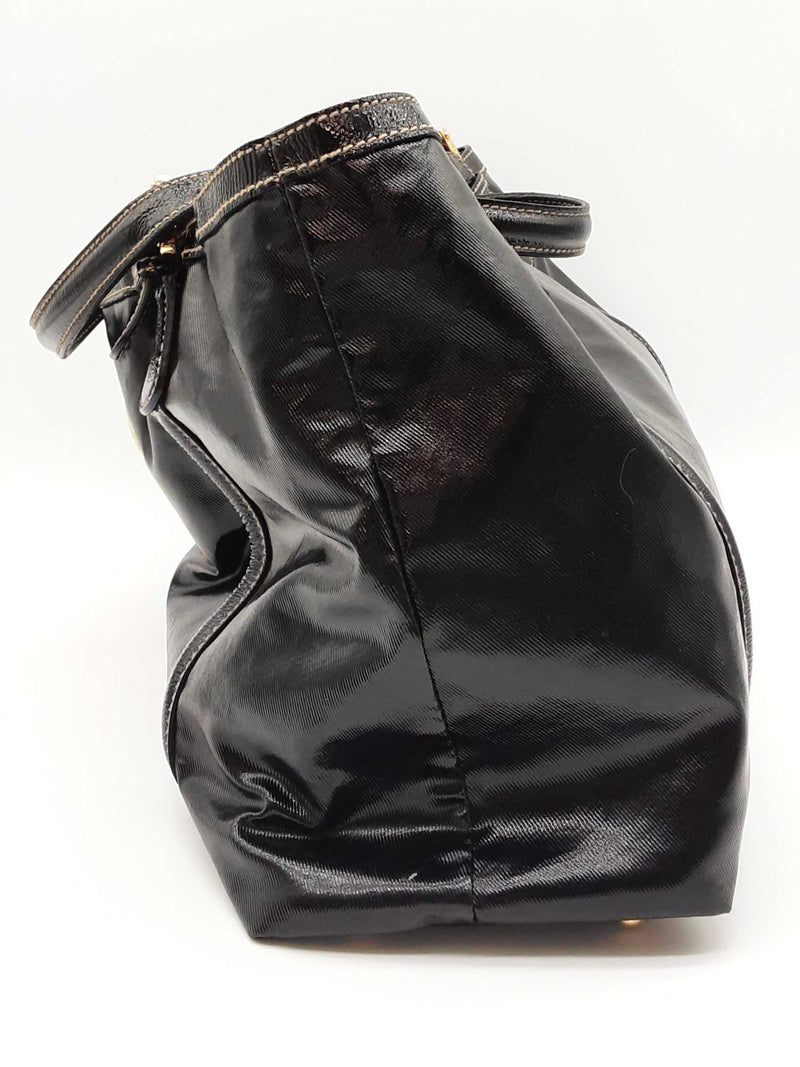 Gucci 162094 Britt Gg Web Black Patent Leather Tote Bag Do0425oxzde