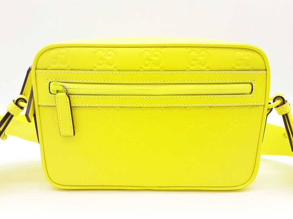 Gucci 771293 Gg Embossed Neon Yellow Rubber Effect Crossbody Bag Do0425exzde